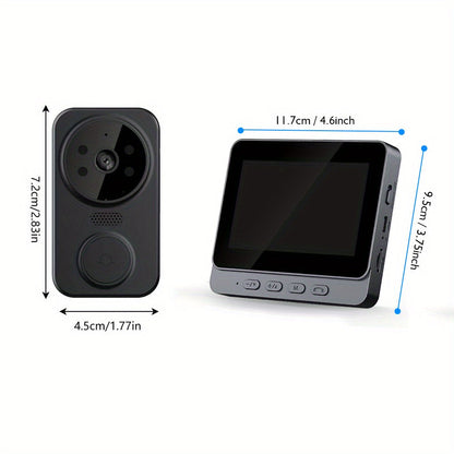 Wireless Video Doorbell Camera with Indoor Monitor – 1080P FHD, No Wi-Fi Needed, Night Vision, Two-Way Audio, 4.3" IPS Screen, Long Battery Life, SD Card Storage, Easy Install for Home Security