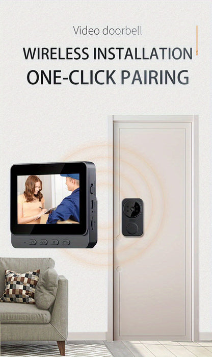 Wireless Video Doorbell Camera with Indoor Monitor – 1080P FHD, No Wi-Fi Needed, Night Vision, Two-Way Audio, 4.3" IPS Screen, Long Battery Life, SD Card Storage, Easy Install for Home Security