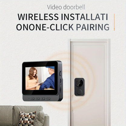 Wireless Video Doorbell Camera with Indoor Monitor – 1080P FHD, No Wi-Fi Needed, Night Vision, Two-Way Audio, 4.3" IPS Screen, Long Battery Life, SD Card Storage, Easy Install for Home Security