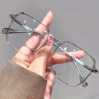 Lunettes de lecture surdimensionnées anti-lumière bleue pour hommes et femmes – Lunettes de repos pour écran à verres transparents, charnières à ressort en métal, dioptries de +1,0 à +4,0, 4 couleurs