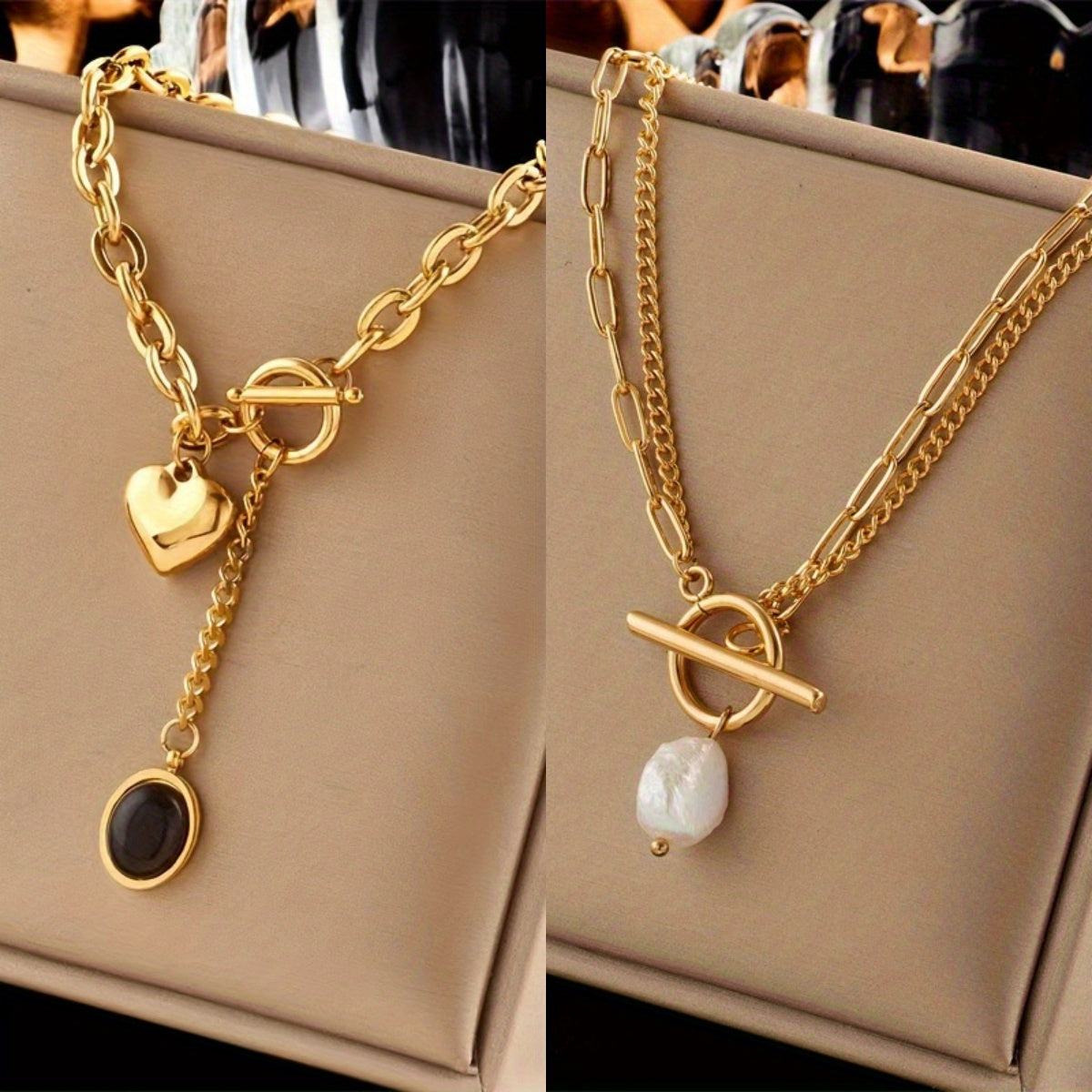 Lot de 2 colliers à chaîne épaisse en acier inoxydable 316L avec pendentif ovale – Bijou unisexe hypoallergénique et résistant au ternissement, idéal pour le quotidien et les fêtes, cadeau tendance pour amis et famille