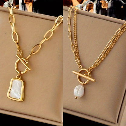 Lot de 2 colliers à chaîne épaisse en acier inoxydable 316L avec pendentif ovale – Bijou unisexe hypoallergénique et résistant au ternissement, idéal pour le quotidien et les fêtes, cadeau tendance pour amis et famille