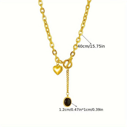 Lot de 2 colliers à chaîne épaisse en acier inoxydable 316L avec pendentif ovale – Bijou unisexe hypoallergénique et résistant au ternissement, idéal pour le quotidien et les fêtes, cadeau tendance pour amis et famille