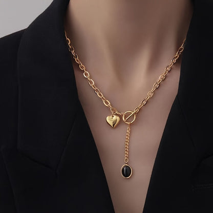 Lot de 2 colliers à chaîne épaisse en acier inoxydable 316L avec pendentif ovale – Bijou unisexe hypoallergénique et résistant au ternissement, idéal pour le quotidien et les fêtes, cadeau tendance pour amis et famille