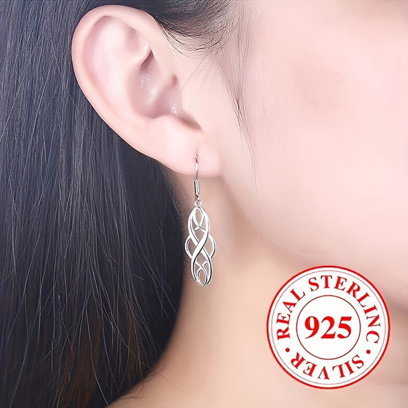 Lot de 3 paires de boucles d'oreilles pendantes en argent sterling 925 avec nœud celtique pour femme – Parure de boucles d'oreilles pendantes creuses hypoallergéniques, cadeau de bijoux élégants pour le quotidien et les tenues décontractées