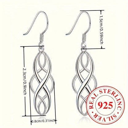 Lot de 3 paires de boucles d'oreilles pendantes en argent sterling 925 avec nœud celtique pour femme – Parure de boucles d'oreilles pendantes creuses hypoallergéniques, cadeau de bijoux élégants pour le quotidien et les tenues décontractées