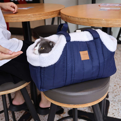 Sac de transport d'hiver pour animaux avec fermeture à pression – Sac fourre-tout chaud et confortable pour petits chiens et chats, idéal pour les activités en extérieur, disponible en marron, noir, beige, rose, vert et bleu