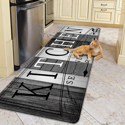 Tapis de cuisine absorbant antidérapant | Tapis de sol anti-fatigue à imprimé premium | Tapis de porte lavable pour cuisine, salle de bain, buanderie, chambre et couloir | Aspect bois et uni | Tailles multiples de 50x80 cm à 60x180 cm