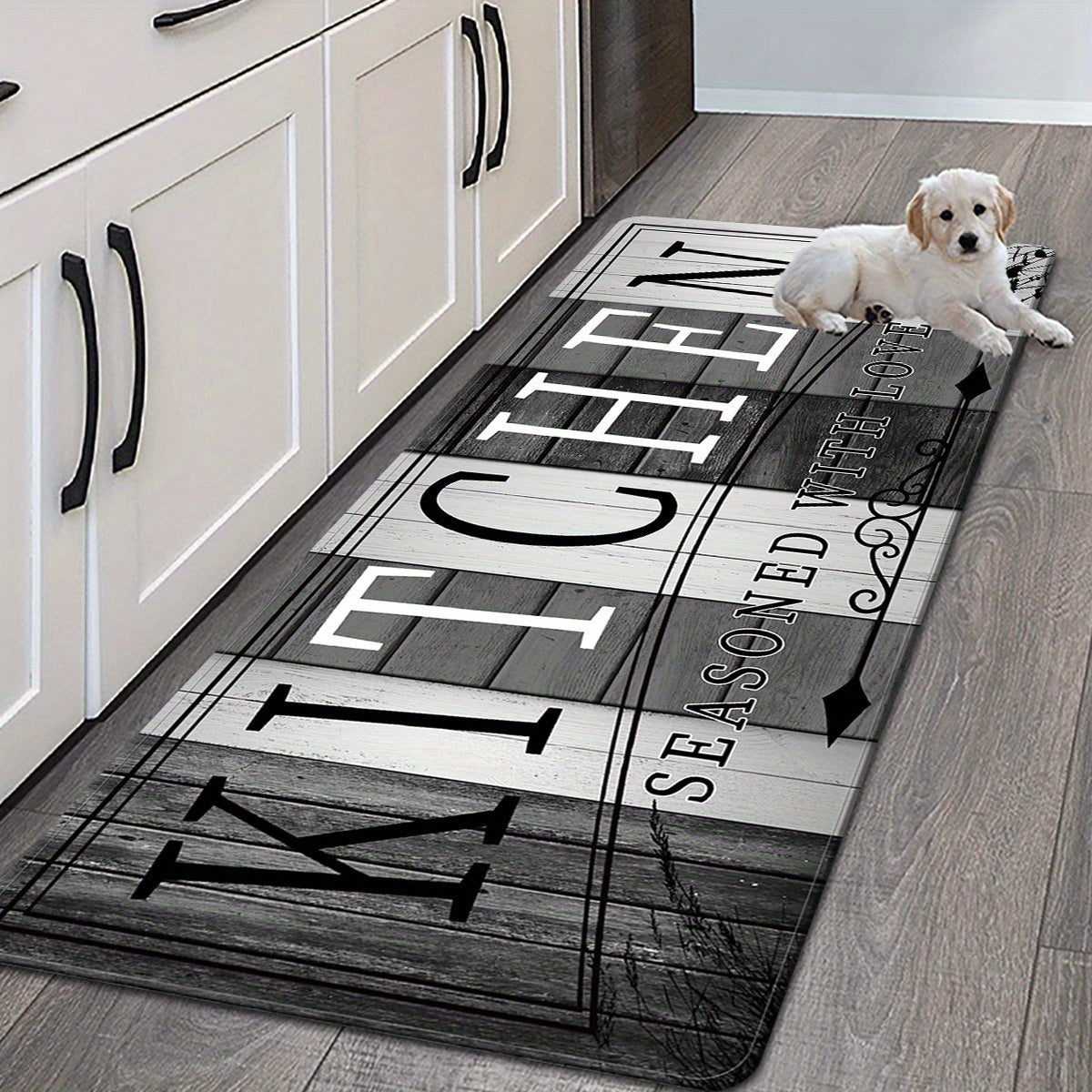 Tapis de cuisine absorbant antidérapant | Tapis de sol anti-fatigue à imprimé premium | Tapis de porte lavable pour cuisine, salle de bain, buanderie, chambre et couloir | Aspect bois et uni | Tailles multiples de 50x80 cm à 60x180 cm