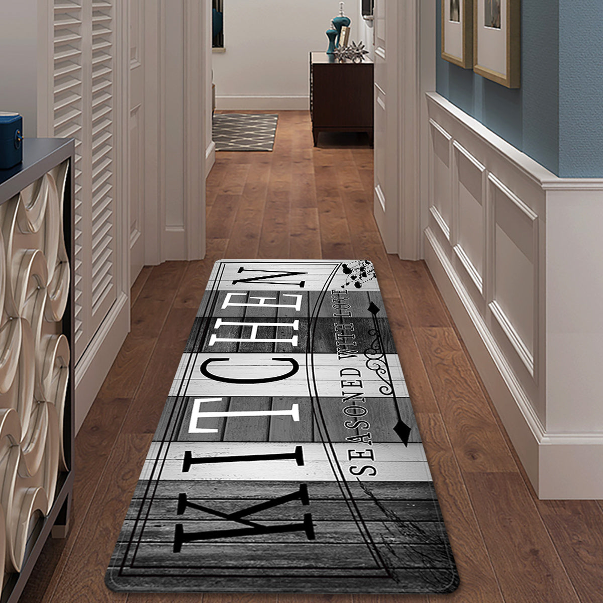 Tapis de cuisine absorbant antidérapant | Tapis de sol anti-fatigue à imprimé premium | Tapis de porte lavable pour cuisine, salle de bain, buanderie, chambre et couloir | Aspect bois et uni | Tailles multiples de 50x80 cm à 60x180 cm