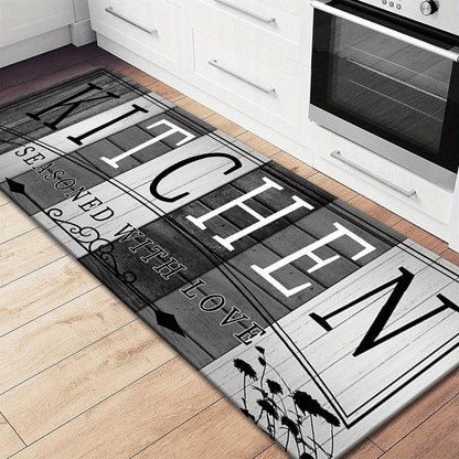 Tapis de cuisine absorbant antidérapant | Tapis de sol anti-fatigue à imprimé premium | Tapis de porte lavable pour cuisine, salle de bain, buanderie, chambre et couloir | Aspect bois et uni | Tailles multiples de 50x80 cm à 60x180 cm