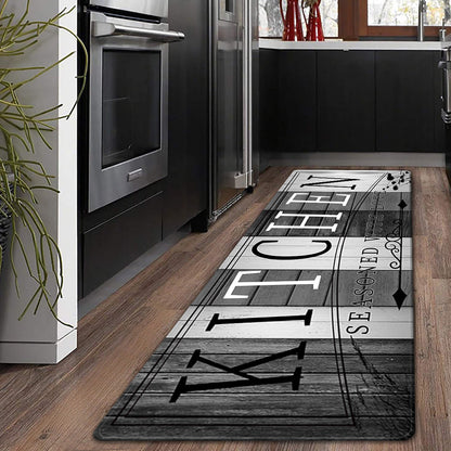 Tapis de cuisine absorbant antidérapant | Tapis de sol anti-fatigue à imprimé premium | Tapis de porte lavable pour cuisine, salle de bain, buanderie, chambre et couloir | Aspect bois et uni | Tailles multiples de 50x80 cm à 60x180 cm