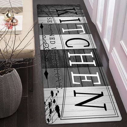 Tapis de cuisine absorbant antidérapant | Tapis de sol anti-fatigue à imprimé premium | Tapis de porte lavable pour cuisine, salle de bain, buanderie, chambre et couloir | Aspect bois et uni | Tailles multiples de 50x80 cm à 60x180 cm