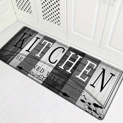 Tapis de cuisine absorbant antidérapant | Tapis de sol anti-fatigue à imprimé premium | Tapis de porte lavable pour cuisine, salle de bain, buanderie, chambre et couloir | Aspect bois et uni | Tailles multiples de 50x80 cm à 60x180 cm