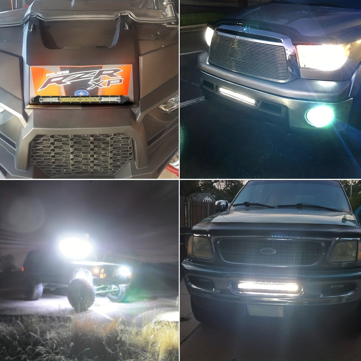 Kit de barres lumineuses LED tout-terrain – 2 barres LED de 10 pouces + 4 projecteurs de 4 pouces pour Jeep, camion, SUV, conduite tout-terrain 4x4, phares de travail étanches blanc brillant, installation facile (batterie non incluse)