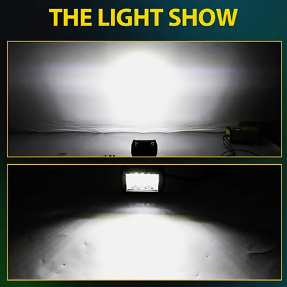 Kit de barres lumineuses LED tout-terrain – 2 barres LED de 10 pouces + 4 projecteurs de 4 pouces pour Jeep, camion, SUV, conduite tout-terrain 4x4, phares de travail étanches blanc brillant, installation facile (batterie non incluse)