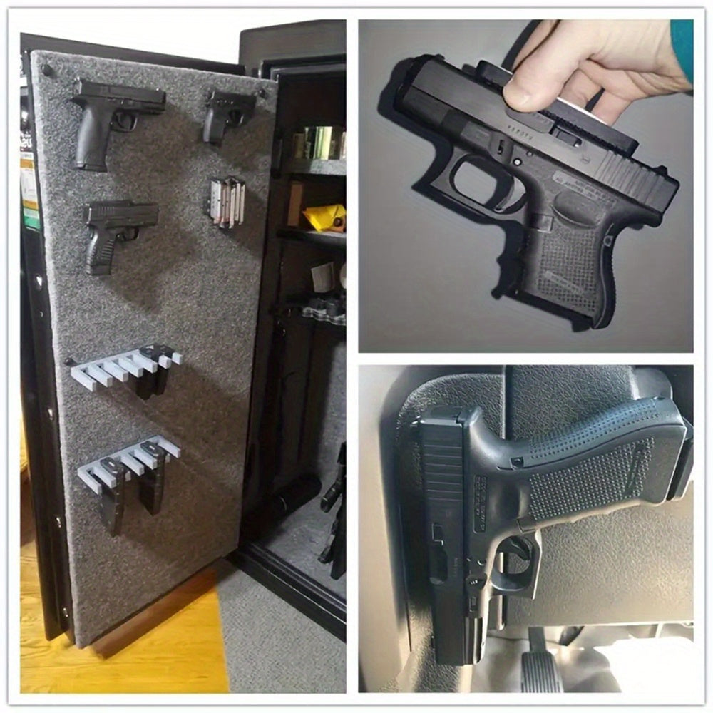Support magnétique pour pistolet – Fixation pour arme de 13,6 kg avec revêtement en caoutchouc pour voiture, camion, maison, mur, table, accès rapide, ne raye pas l'arme, ruban adhésif double face robuste inclus