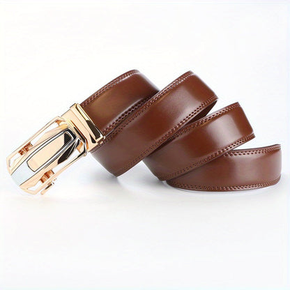 Lot de 2 ceintures à cliquet en cuir pour homme, boucle automatique en alliage de zinc, noir et marron, pour tour de taille de 76 à 112 cm, ceinture décontractée et habillée, cadeau pour lui
