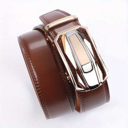 Lot de 2 ceintures à cliquet en cuir pour homme, boucle automatique en alliage de zinc, noir et marron, pour tour de taille de 76 à 112 cm, ceinture décontractée et habillée, cadeau pour lui