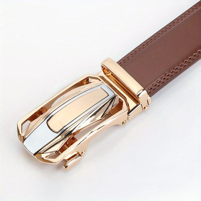 Lot de 2 ceintures à cliquet en cuir pour homme, boucle automatique en alliage de zinc, noir et marron, pour tour de taille de 76 à 112 cm, ceinture décontractée et habillée, cadeau pour lui