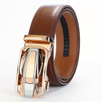 Lot de 2 ceintures à cliquet en cuir pour homme, boucle automatique en alliage de zinc, noir et marron, pour tour de taille de 76 à 112 cm, ceinture décontractée et habillée, cadeau pour lui