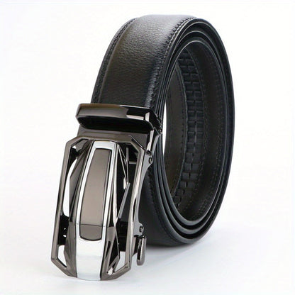 Lot de 2 ceintures à cliquet en cuir pour homme, boucle automatique en alliage de zinc, noir et marron, pour tour de taille de 76 à 112 cm, ceinture décontractée et habillée, cadeau pour lui