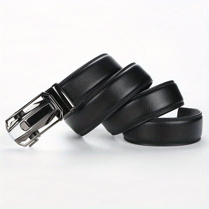 Lot de 2 ceintures à cliquet en cuir pour homme, boucle automatique en alliage de zinc, noir et marron, pour tour de taille de 76 à 112 cm, ceinture décontractée et habillée, cadeau pour lui