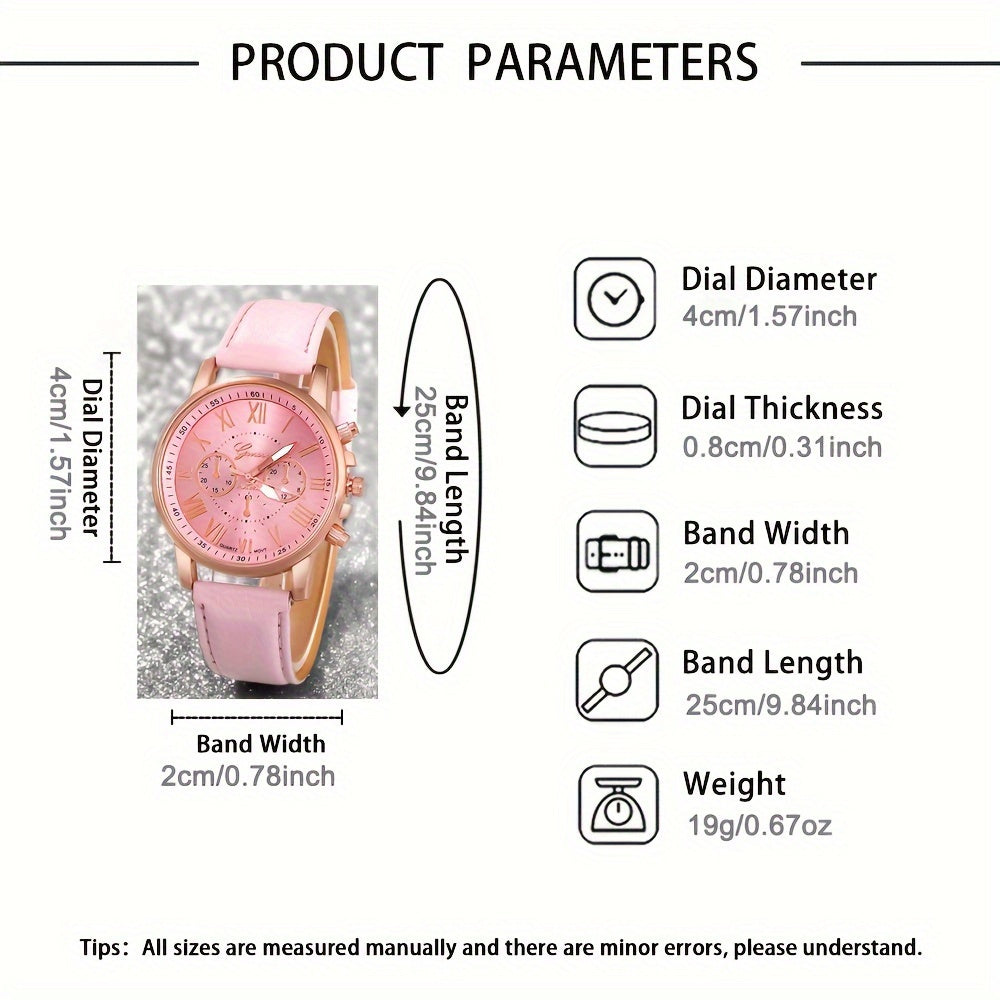 Coffret de 3 montres à quartz pour femme avec chiffres romains - Montre analogique tendance à cadran rond avec bracelets en noir, blanc et rose, élégant coffret cadeau pour anniversaire, Saint-Valentin et fêtes