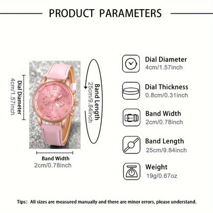 Coffret de 3 montres à quartz pour femme avec chiffres romains - Montre analogique tendance à cadran rond avec bracelets en noir, blanc et rose, élégant coffret cadeau pour anniversaire, Saint-Valentin et fêtes