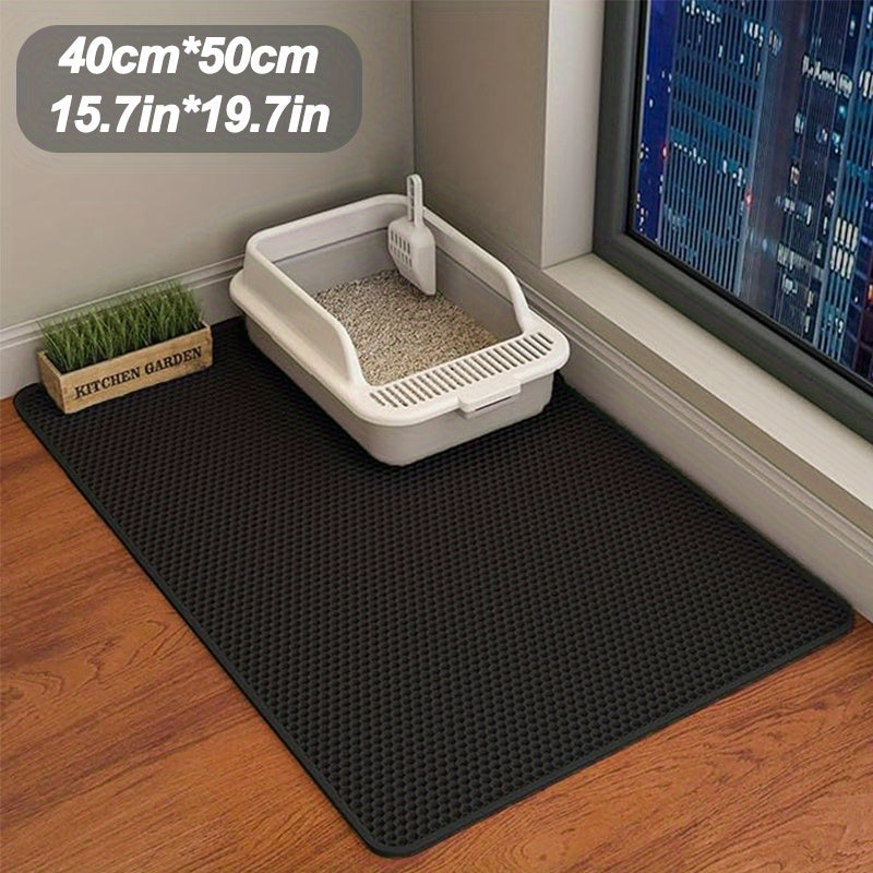 Tapis de litière pour chat extra large double couche nid d'abeille antidérapant lavable pour bac à litière et niche