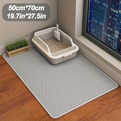 Tapis de litière pour chat extra large double couche nid d'abeille antidérapant lavable pour bac à litière et niche