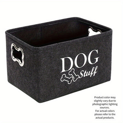 Pet Toy Storage Box Felt Organizer - Spacious Dog Toy Bin for Toys Blankets & Accessories, Durable Polyester Basket for All Dog Breeds, Stylish Home Pet Supply Storage Solution