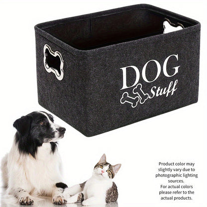 Pet Toy Storage Box Felt Organizer - Spacious Dog Toy Bin for Toys Blankets & Accessories, Durable Polyester Basket for All Dog Breeds, Stylish Home Pet Supply Storage Solution