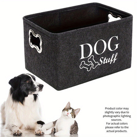Boîte de rangement en feutre pour jouets d'animaux - Panier spacieux pour jouets, couvertures et accessoires pour chiens, panier en polyester durable pour toutes les races de chiens, solution de rangement élégante pour accessoires d'animaux