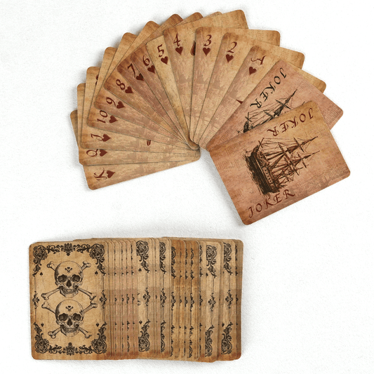Jeu de 54 cartes à jouer vintage, design squelette et bateau pirate, cartes de poker pour jeux de société en famille, soirées jeux – Cadeau unique de jeu de cartes style rétro