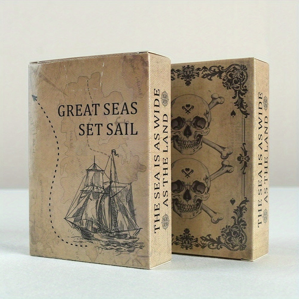 Jeu de 54 cartes à jouer vintage, design squelette et bateau pirate, cartes de poker pour jeux de société en famille, soirées jeux – Cadeau unique de jeu de cartes style rétro