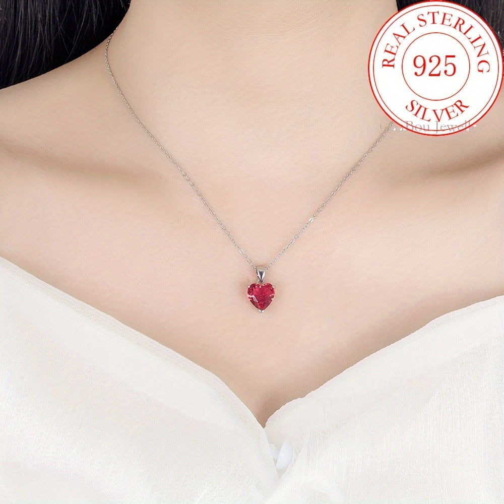 Parure de bijoux pour femme en argent sterling 925 avec cœur en zircon cubique – Trio de 3 pièces : collier, bague et boucles d'oreilles, coffret cadeau romantique en CZ pour anniversaire, Saint-Valentin, disponible en 4 couleurs