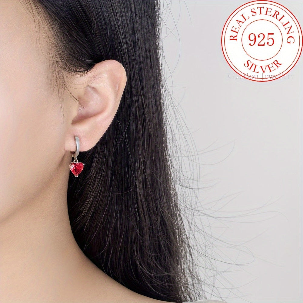 Parure de bijoux pour femme en argent sterling 925 avec cœur en zircon cubique – Trio de 3 pièces : collier, bague et boucles d'oreilles, coffret cadeau romantique en CZ pour anniversaire, Saint-Valentin, disponible en 4 couleurs
