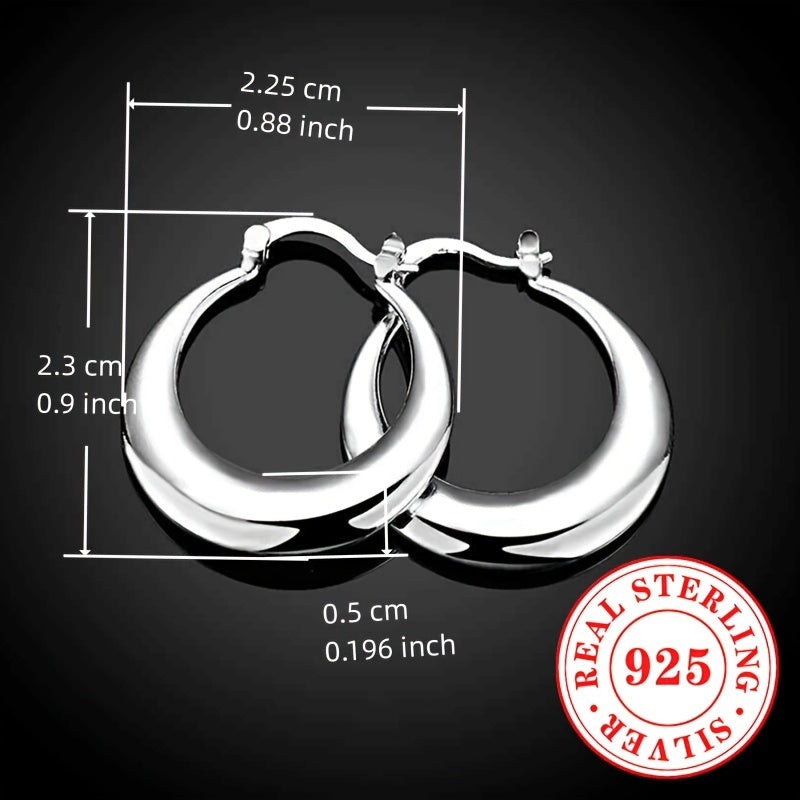 Créoles en argent sterling 925 pour femme – Boucles d'oreilles huggies élégantes, brillantes et hypoallergéniques, finition polie pour un usage quotidien, soirées et occasions spéciales, bijoux en argent légers et séduisants, idée cadeau