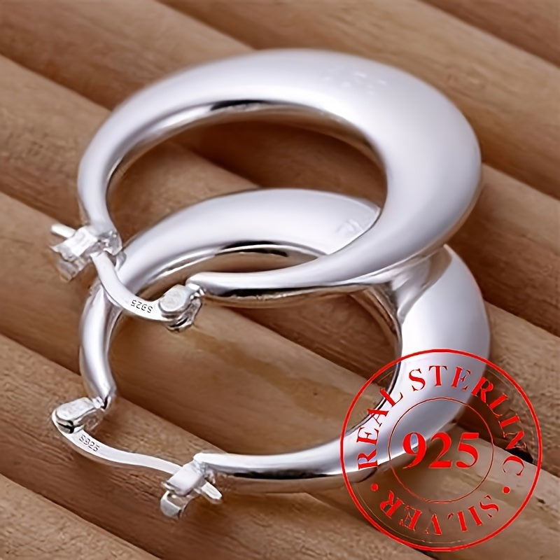 Créoles en argent sterling 925 pour femme – Boucles d'oreilles huggies élégantes, brillantes et hypoallergéniques, finition polie pour un usage quotidien, soirées et occasions spéciales, bijoux en argent légers et séduisants, idée cadeau
