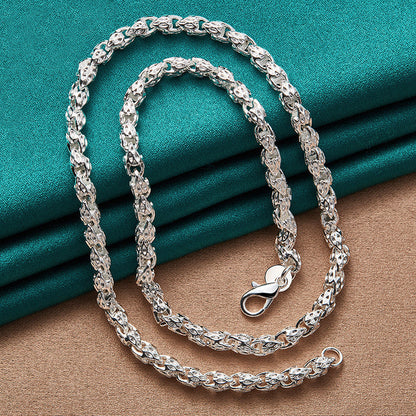Collier chaîne bambou en argent sterling 925, 61 cm – Sans nickel, hypoallergénique, léger 6g, bijou de mode unisexe – Cadeau idéal pour hommes et femmes