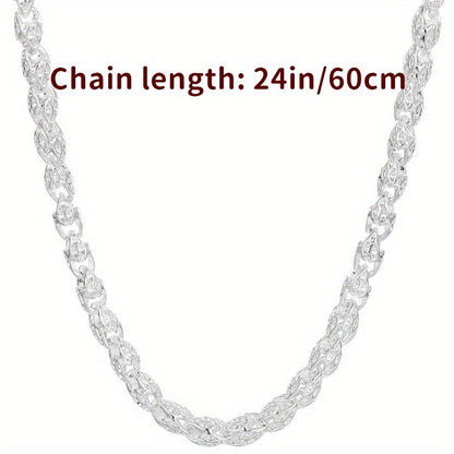 Collier chaîne bambou en argent sterling 925, 61 cm – Sans nickel, hypoallergénique, léger 6g, bijou de mode unisexe – Cadeau idéal pour hommes et femmes