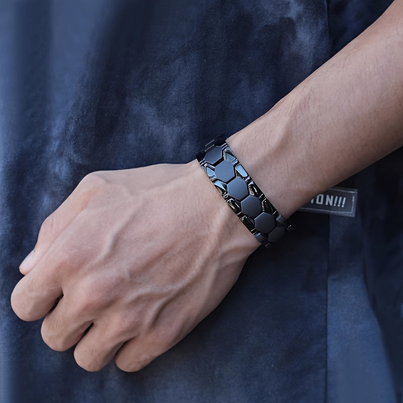 Bracelet magnétique sphérique pour homme en acier titane – Bracelet minimaliste élégant pour homme, cadeau idéal pour la fête des pères, disponible en noir, argent et or