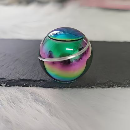 Toupie gyroscope à bille rotative, jouet anti-stress de bureau à double roulement haute vitesse, cadeau de fête, bleu irisé noir
