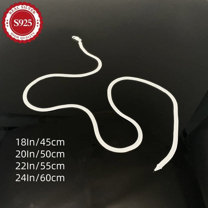 Collier chaîne serpent plat en argent sterling S925 unisexe – Collier artisanal hypoallergénique, longueurs de 18 à 22 pouces, style superposable, cadeau idéal pour elle ou lui