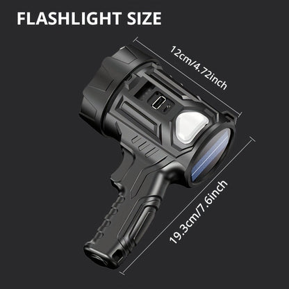 Projecteur LED rechargeable 2000 lumens – 6 modes et 3 filtres colorés, lampe torche portative de 200 m de portée avec câble USB pour bateau, chasse, camping, randonnée, urgence et éclairage domestique