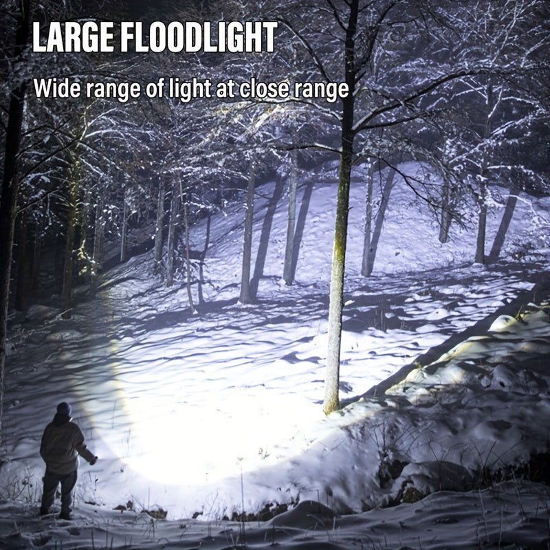 Projecteur LED rechargeable 2000 lumens – 6 modes et 3 filtres colorés, lampe torche portative de 200 m de portée avec câble USB pour bateau, chasse, camping, randonnée, urgence et éclairage domestique