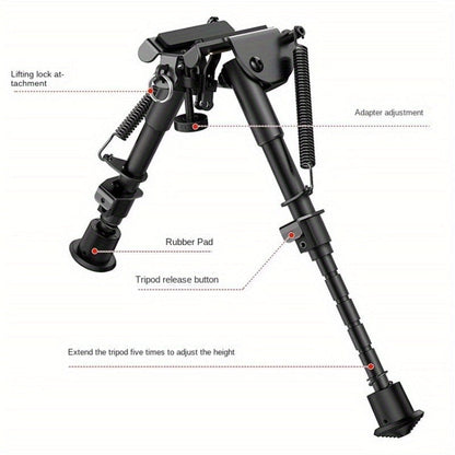 Bipied de tir réglable 6-9 pouces, 5 hauteurs, adaptateur à démontage rapide, pliable, rétractable, alliage d'aluminium léger, montage M-LOK, pieds en caoutchouc pour la chasse, le tir et les sports de plein air