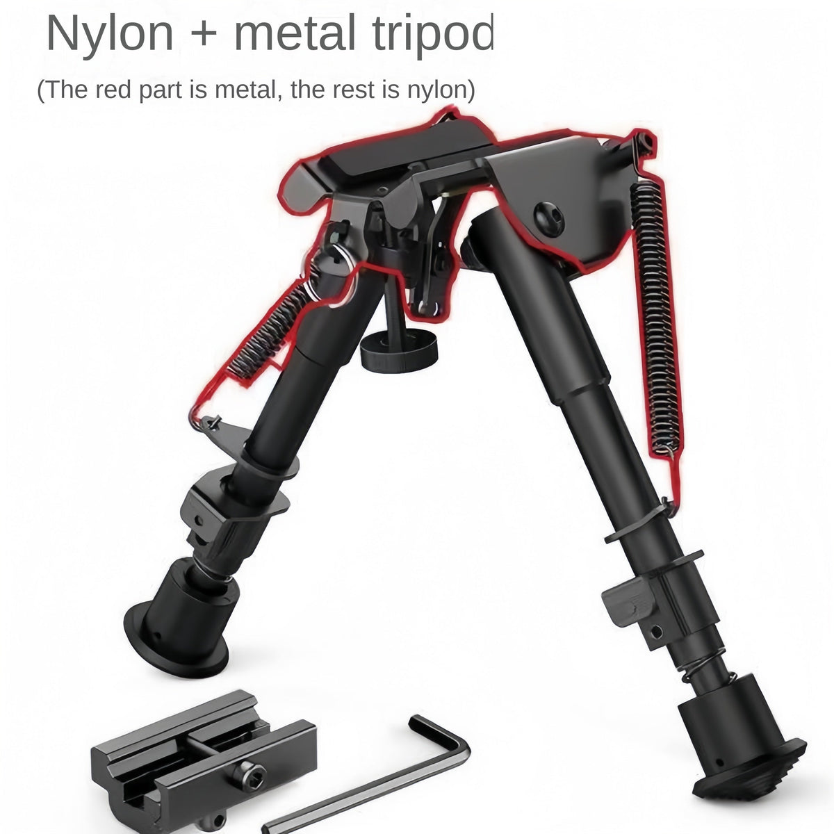 Bipied de tir réglable 6-9 pouces, 5 hauteurs, adaptateur à démontage rapide, pliable, rétractable, alliage d'aluminium léger, montage M-LOK, pieds en caoutchouc pour la chasse, le tir et les sports de plein air