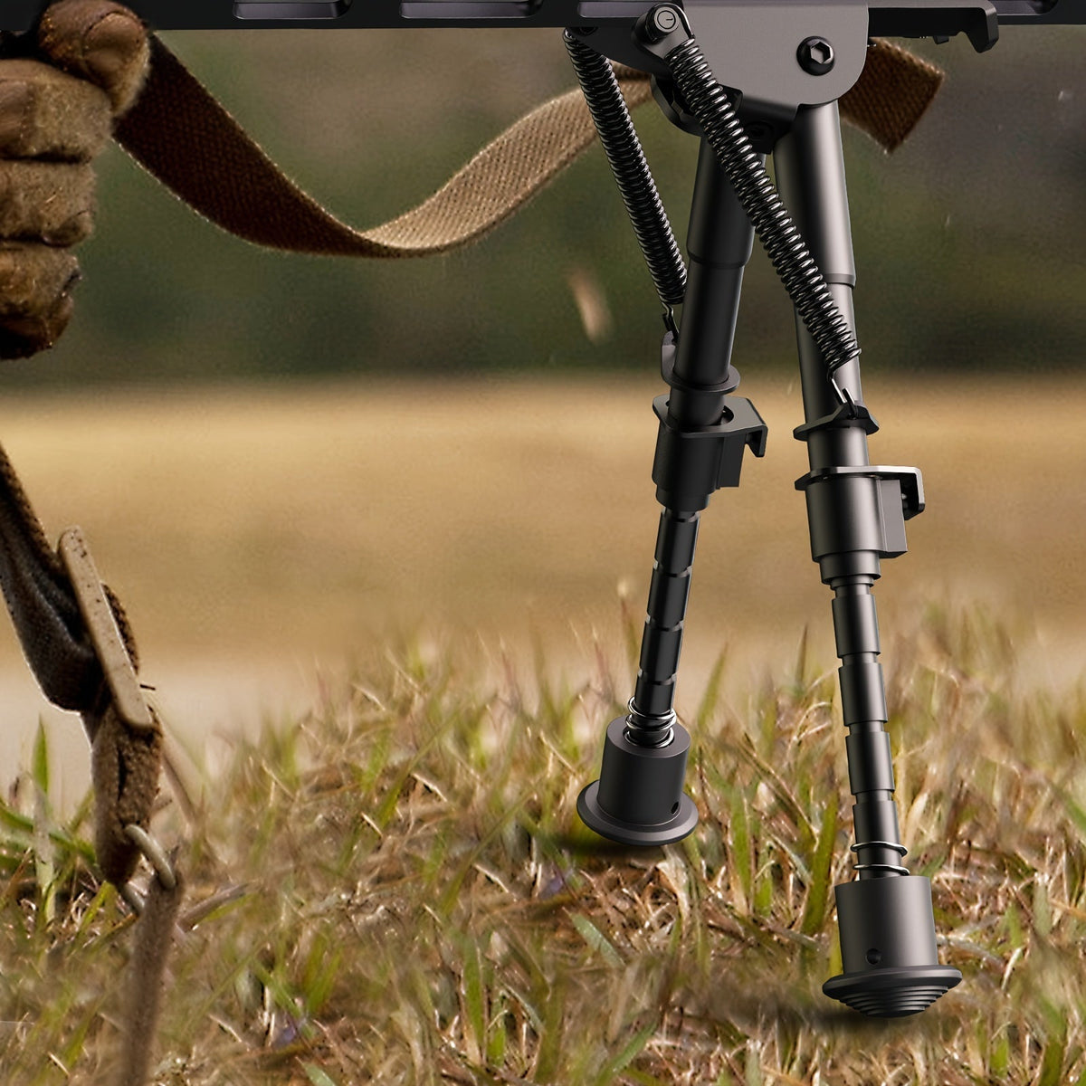 Bipied de tir réglable 6-9 pouces, 5 hauteurs, adaptateur à démontage rapide, pliable, rétractable, alliage d'aluminium léger, montage M-LOK, pieds en caoutchouc pour la chasse, le tir et les sports de plein air